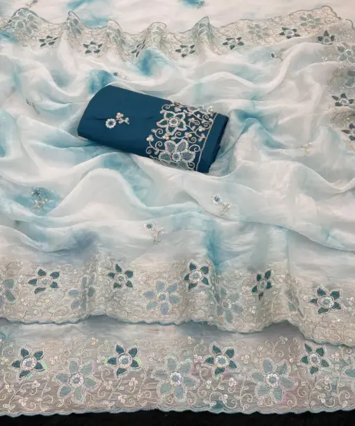 Kc 873 Premium Gold Crush Embroidery Saree Collection