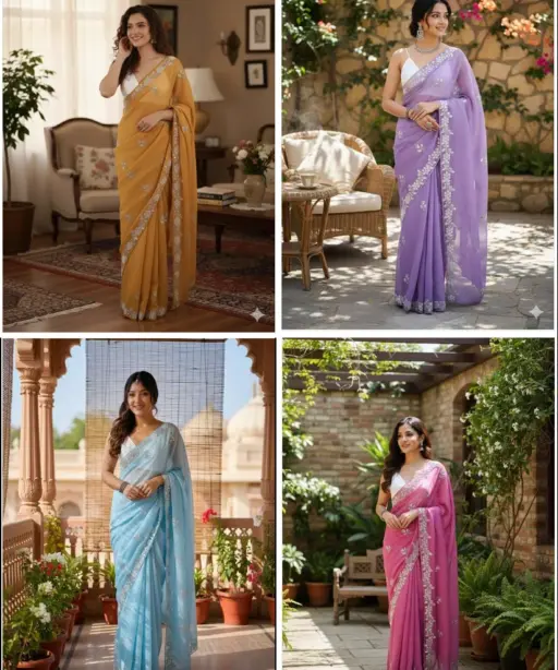 Kc 881 Pixel Crush with Cutdana Worked Party Wear Saree Collection