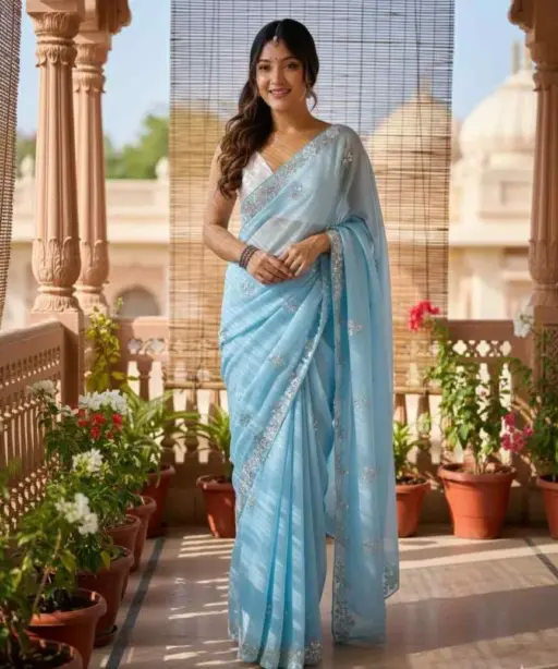 Kc 881 Pixel Crush with Cutdana Worked Party Wear Saree Collection