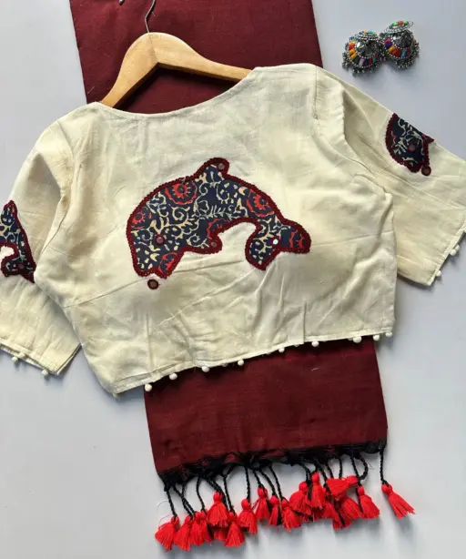 Khadi Vol 5 Cotton Saree with Apllic Blouse Design Collection