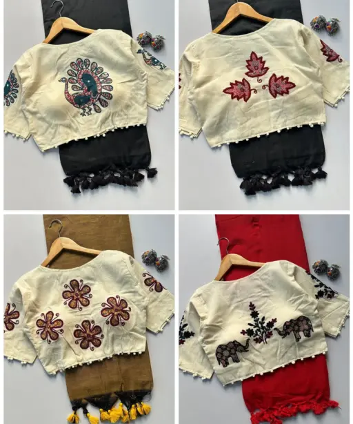 Khadi Vol 5 Cotton Saree with Apllic Blouse Design Collection