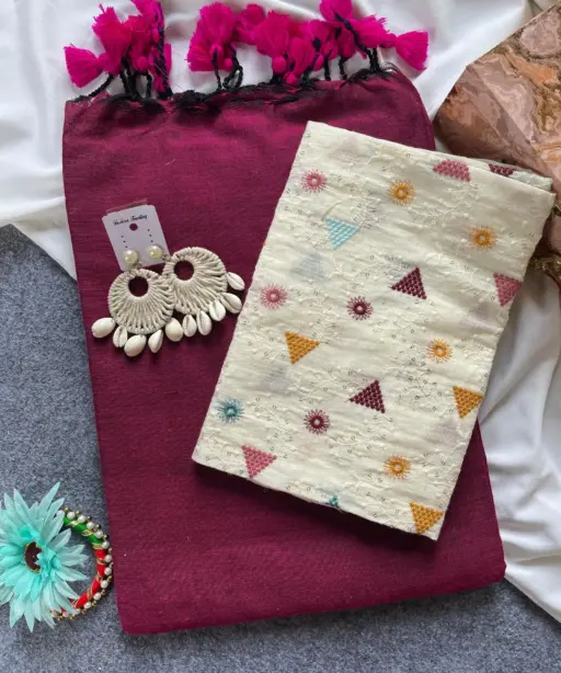 Khadi Vol 6 Cotton Saree with Blouse Embroidery Work Collection