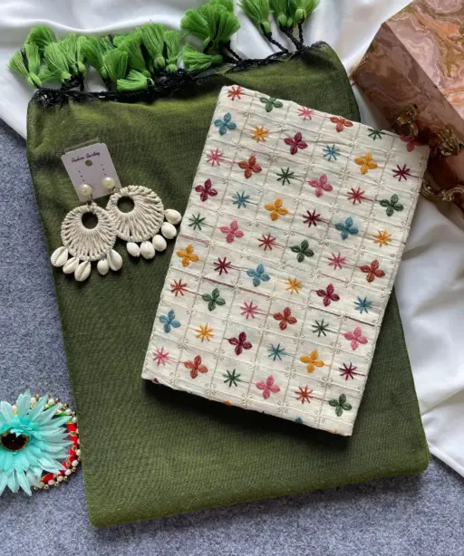 Khadi Vol 6 Cotton Saree with Blouse Embroidery Work Collection