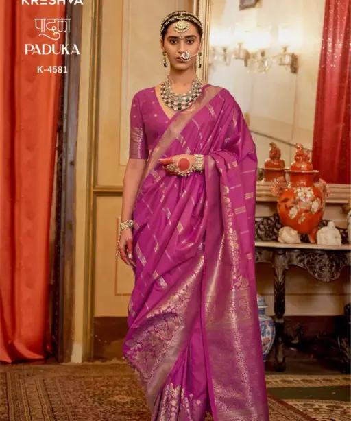 Kresha Paduka Silk with Zari Weaving Fancy Saree Collection