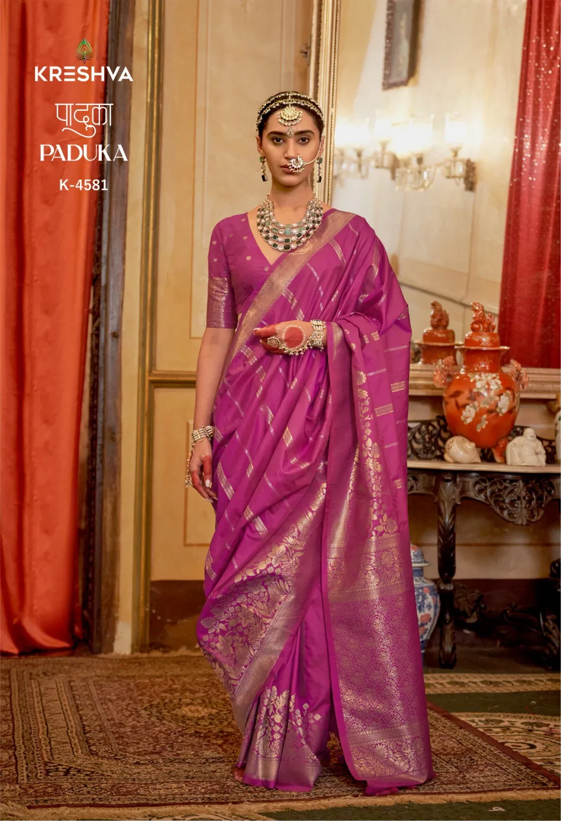 Kresha Paduka Silk with Zari Weaving Fancy Saree Collection