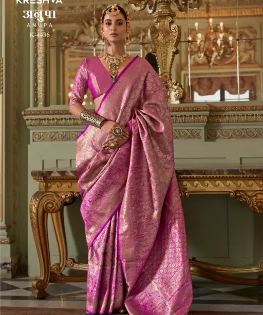 Kreshva Anupa Tissue Dharmavaram Silk Tradtional Wear Saree Collection