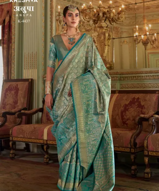 Kreshva Anupa Tissue Dharmavaram Silk Tradtional Wear Saree Collection