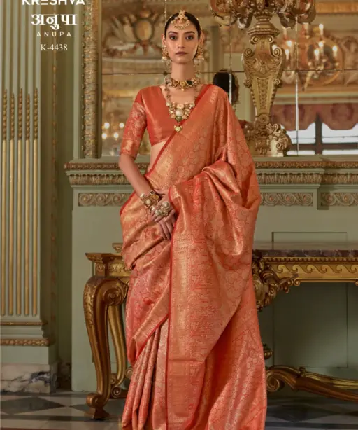 Kreshva Anupa Tissue Dharmavaram Silk Tradtional Wear Saree Collection