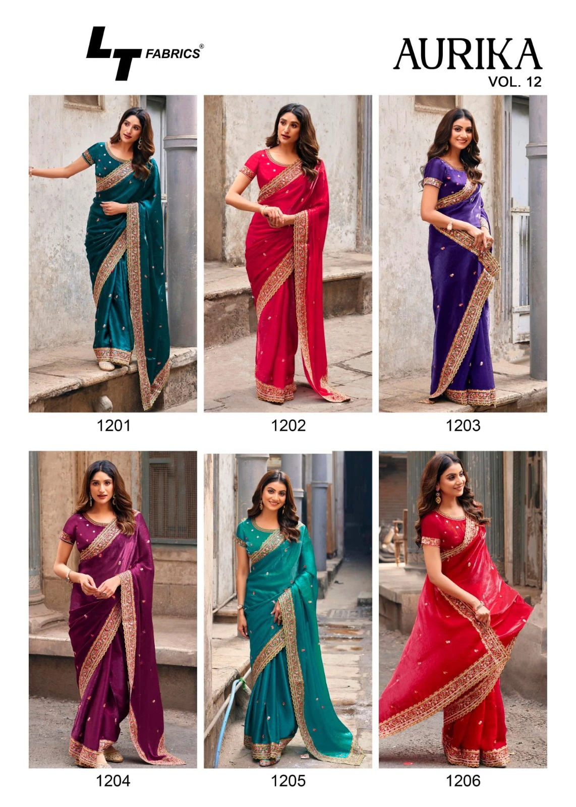 Lt Aurika Vol 12 Silk with Embroidery Work Party Wear Saree Collection