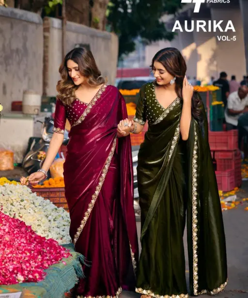 Lt Aurika Vol 5 Malai Silk with Embroidery Work Saree Collection