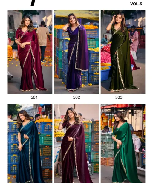 Lt Aurika Vol 5 Malai Silk with Embroidery Work Saree Collection