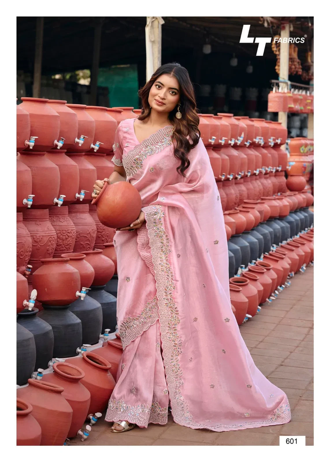 Lt Jimmy Vol 6 Cloud with Fancy Embroidery Work Saree Collection