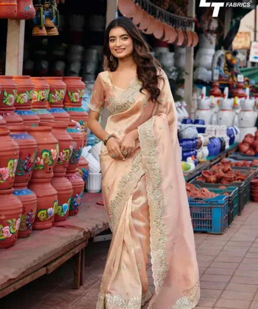 Lt Jimmy Vol 6 Cloud with Fancy Embroidery Work Saree Collection