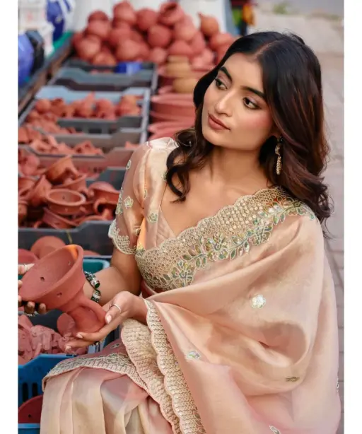 Lt Jimmy Vol 6 Cloud with Fancy Embroidery Work Saree Collection