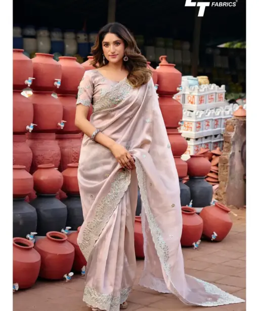 Lt Jimmy Vol 6 Cloud with Fancy Embroidery Work Saree Collection