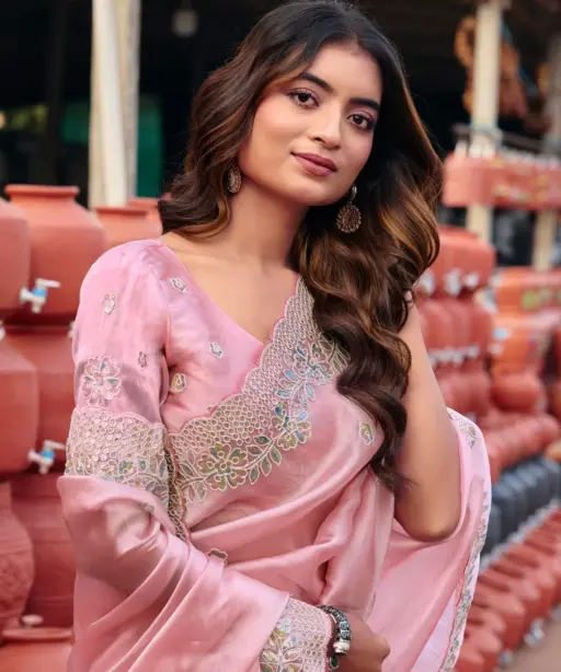 Lt Jimmy Vol 6 Cloud with Fancy Embroidery Work Saree Collection