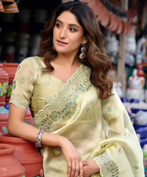 Lt Jimmy Vol 6 Cloud with Fancy Embroidery Work Saree Collection