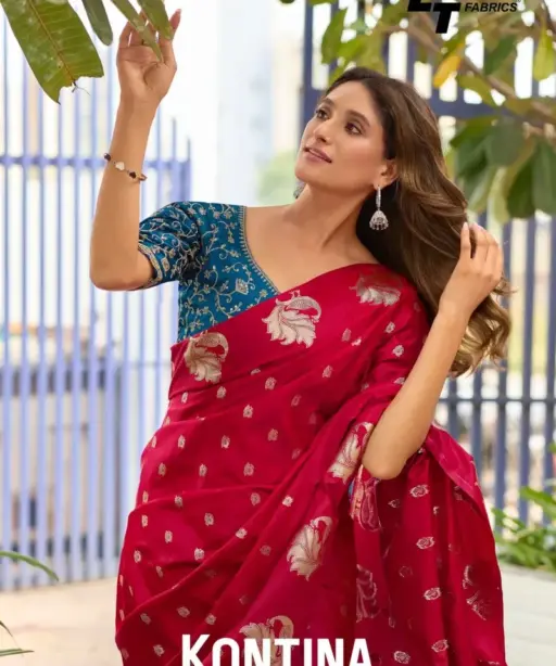 Lt Kontina Satin Silk with Embroidery Work Fancy Saree Collection