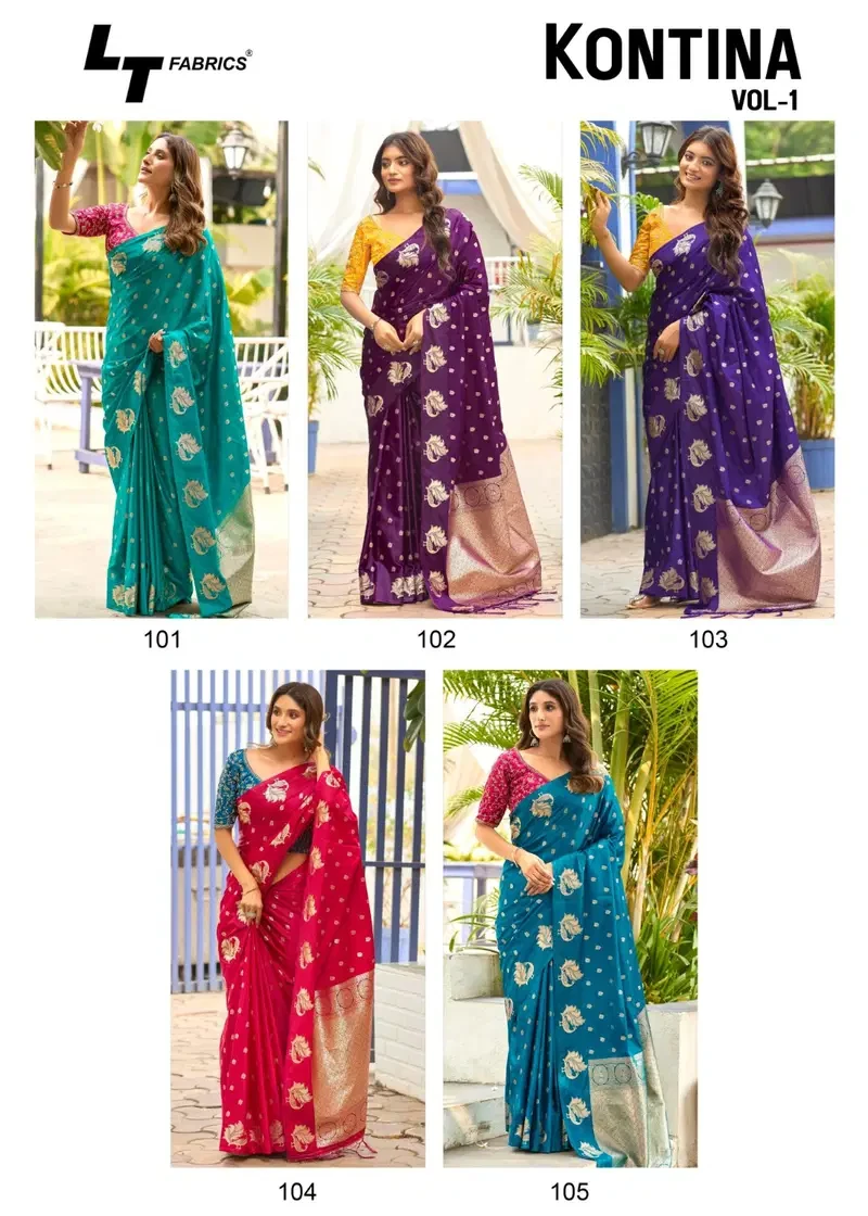 Lt Kontina Satin Silk with Embroidery Work Fancy Saree Collection