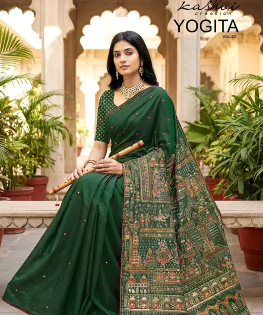Lt Yogita Vol 2 Fandy Satin with Foil Print Festival Wear Saree Collection
