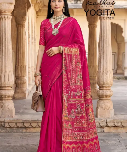 Lt Yogita Vol 2 Fandy Satin with Foil Print Festival Wear Saree Collection