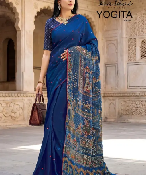 Lt Yogita Vol 2 Fandy Satin with Foil Print Festival Wear Saree Collection