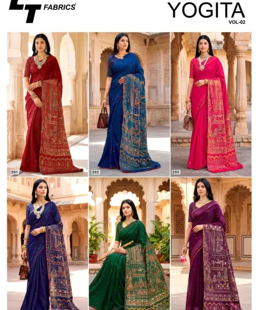 Lt Yogita Vol 2 Fandy Satin with Foil Print Festival Wear Saree Collection