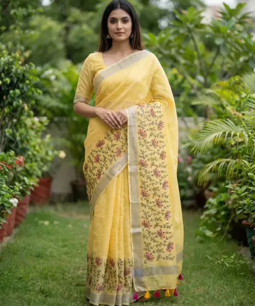 Mahek 211 Linen Cotton Festival Wear Embroidery Saree Collection