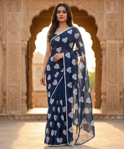 Mahek 212 Embroidery Georgette Party Wear Saree