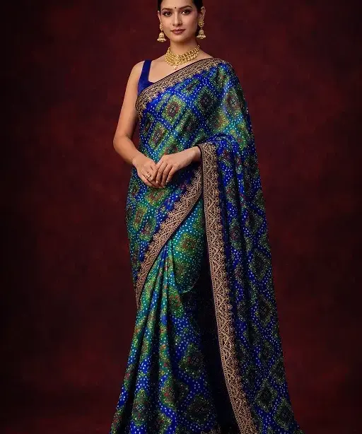 Mahek 215 Chinon Silk Bandhani Codding Stylish Saree Collection