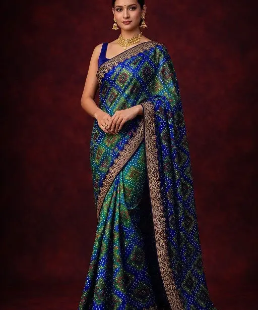 Mahek 215 Chinon Silk Bandhani Codding Stylish Saree Collection