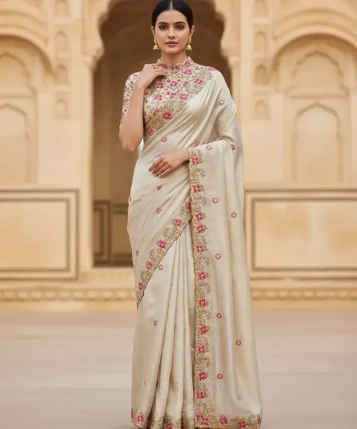 Mahek 218 Jimmy Choo Embroidery Worked Designer Saree Collection