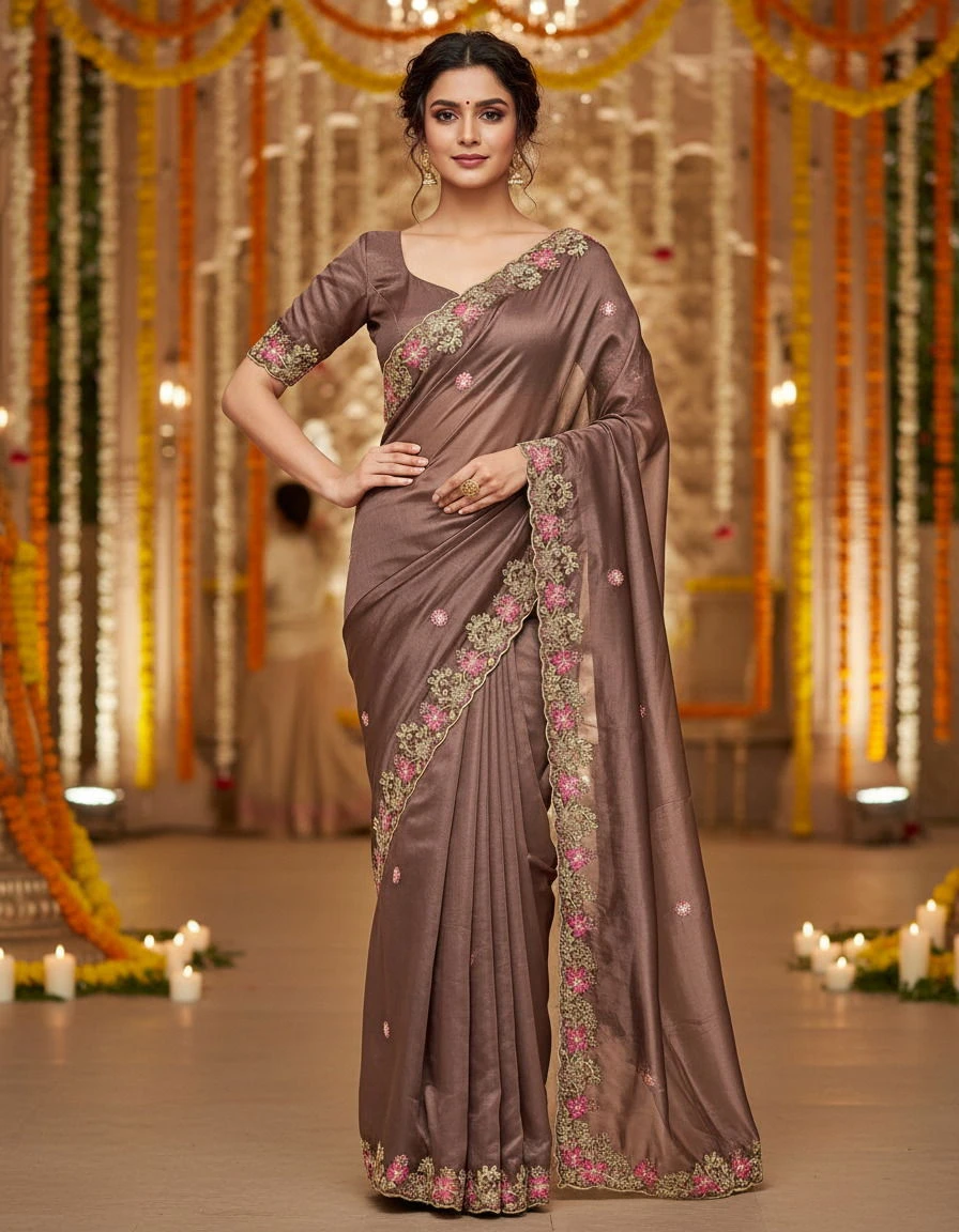 Mahek 218 Jimmy Choo Embroidery Worked Designer Saree Collection