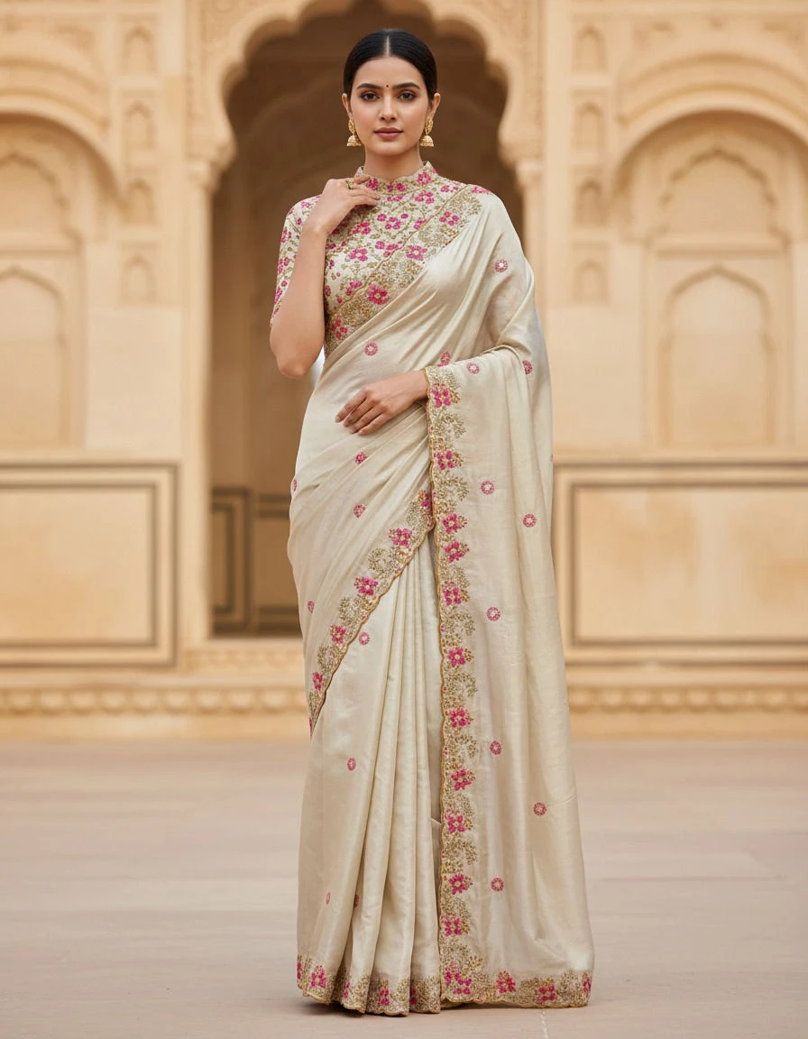 Mahek 218 Jimmy Choo Embroidery Worked Designer Saree Collection