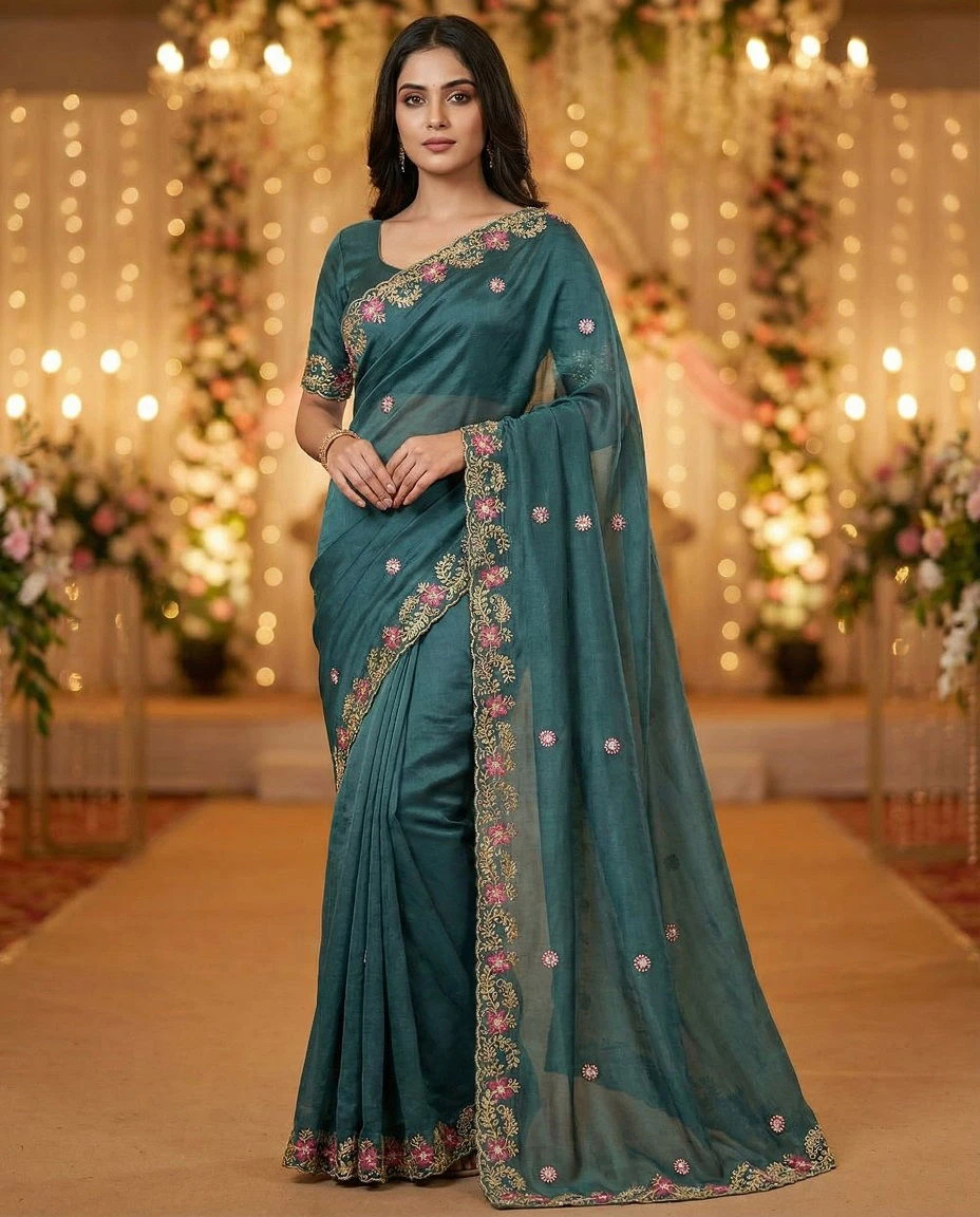 Mahek 218 Jimmy Choo Embroidery Worked Designer Saree Collection