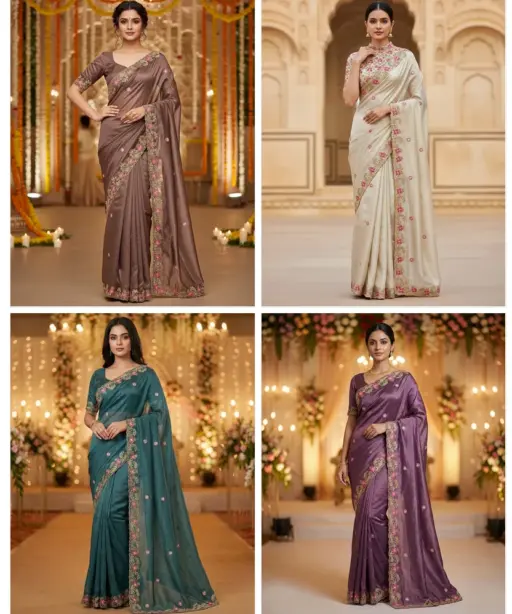 Mahek 218 Jimmy Choo Embroidery Worked Designer Saree Collection