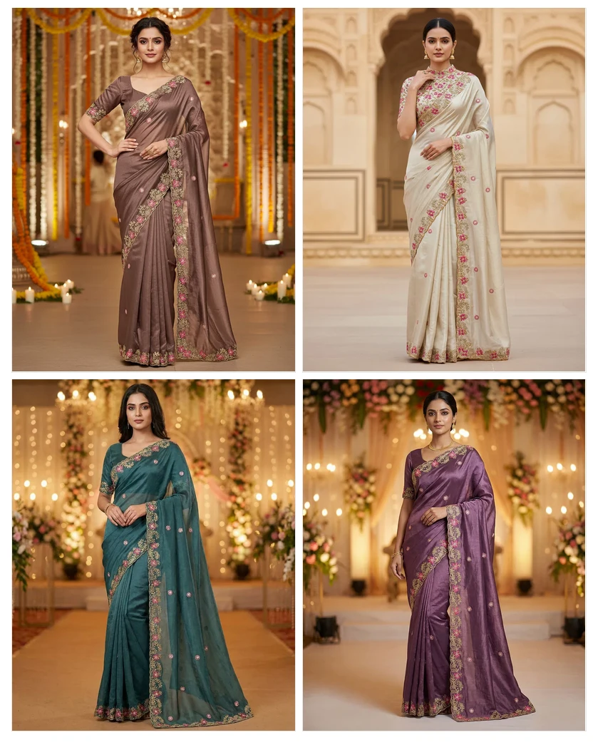 Mahek 218 Jimmy Choo Embroidery Worked Designer Saree Collection