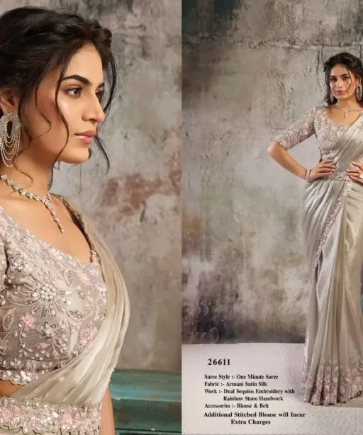 Mahotsav Selene Organza Silk with Embroidery Ready to Wear Saree