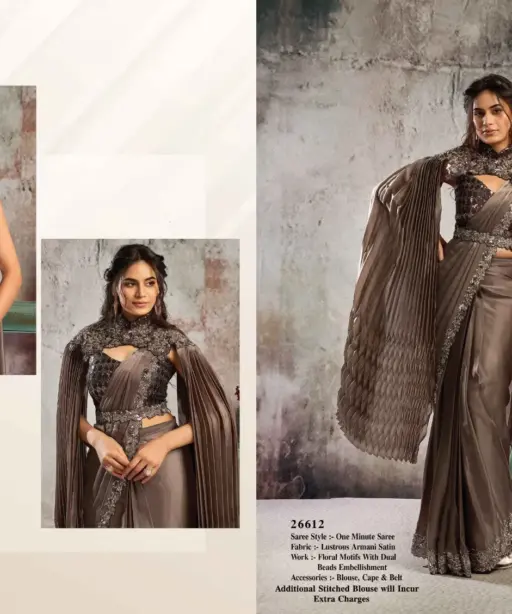 Mahotsav Selene Organza Silk with Embroidery Ready to Wear Saree