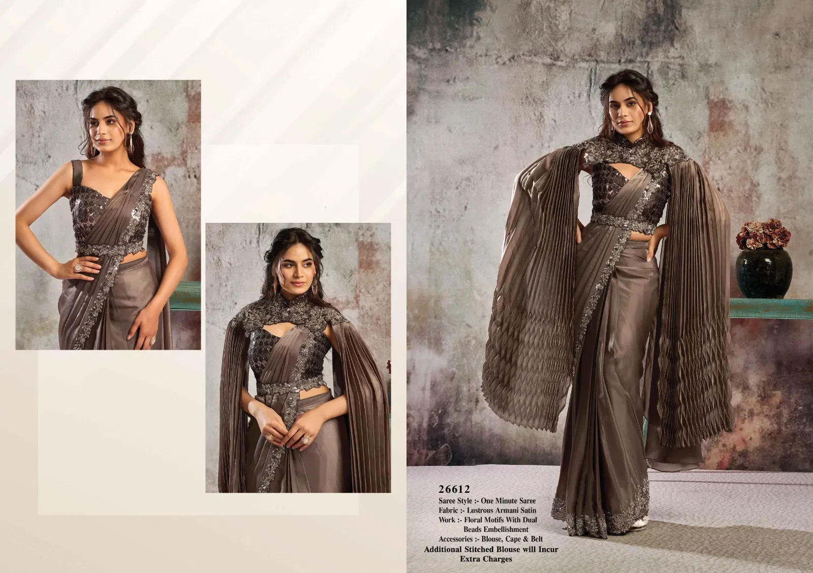 Mahotsav Selene Organza Silk with Embroidery Ready to Wear Saree