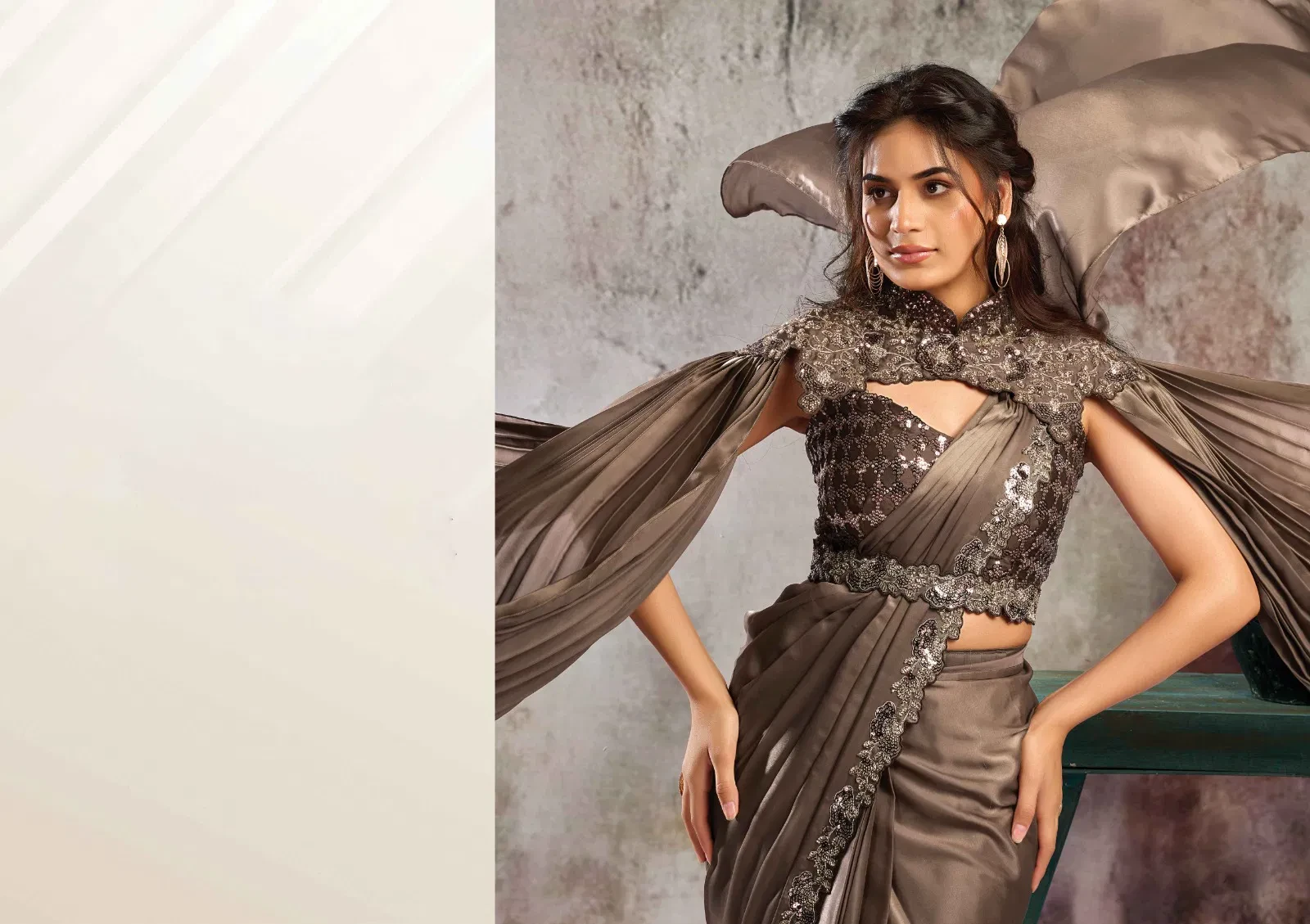 Mahotsav Selene Organza Silk with Embroidery Ready to Wear Saree