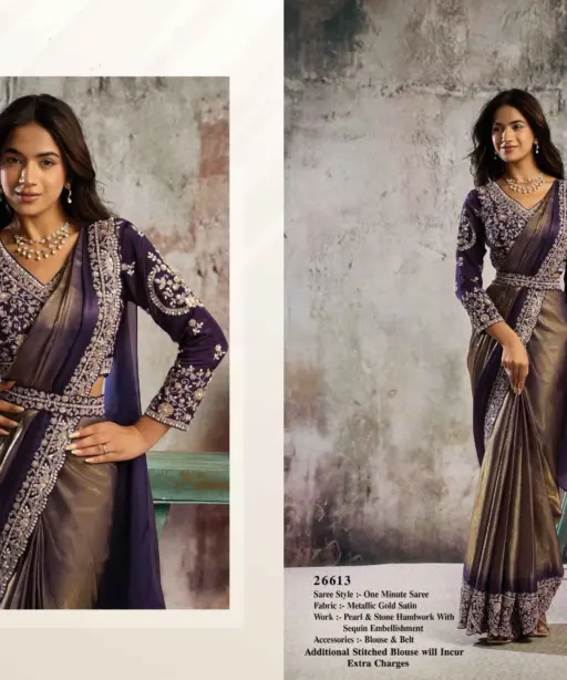 Mahotsav Selene Organza Silk with Embroidery Ready to Wear Saree