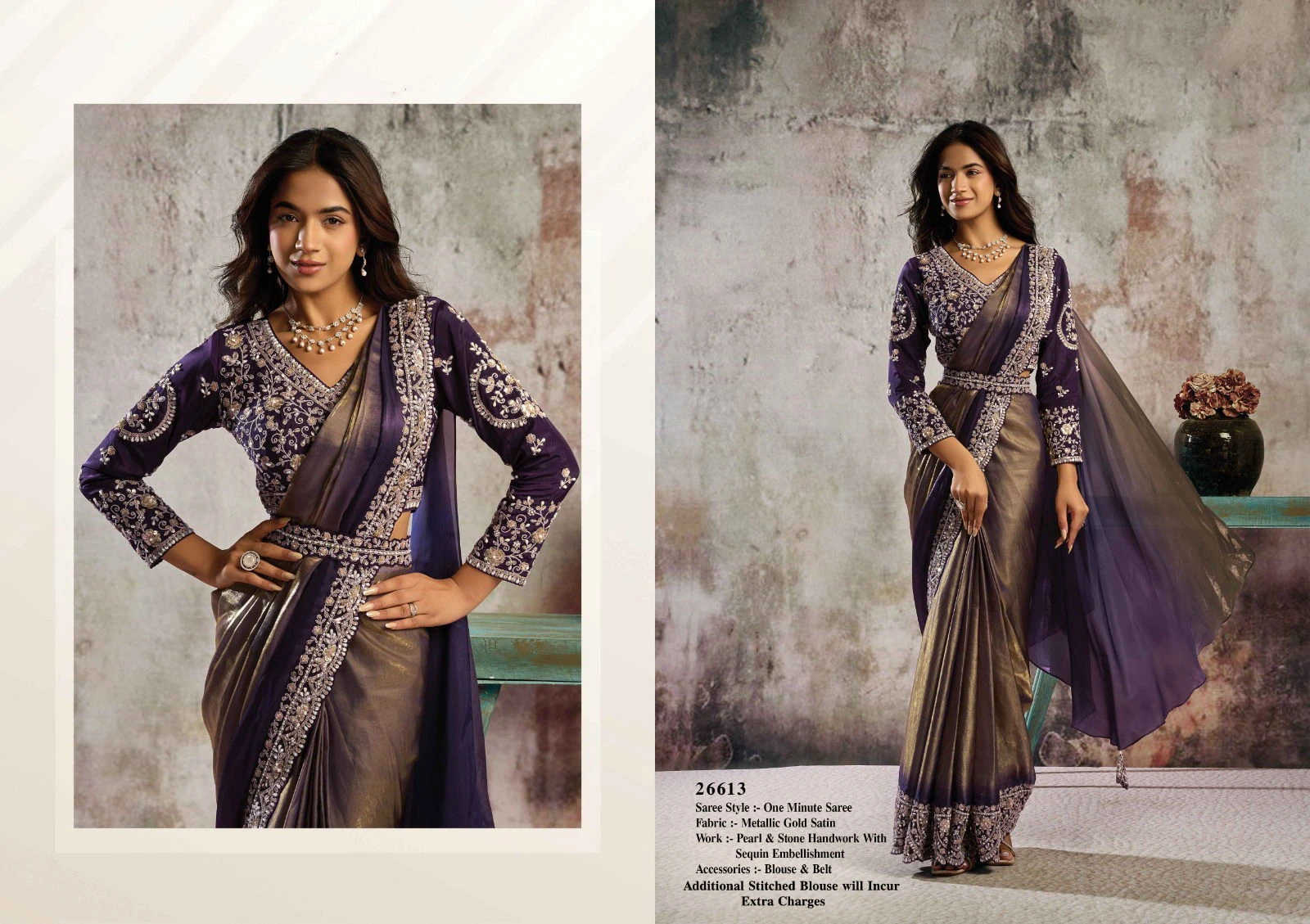 Mahotsav Selene Organza Silk with Embroidery Ready to Wear Saree