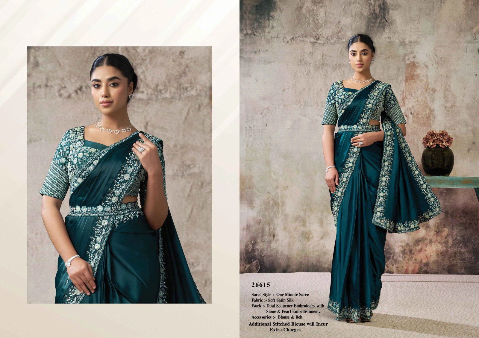 Mahotsav Selene Organza Silk with Embroidery Ready to Wear Saree