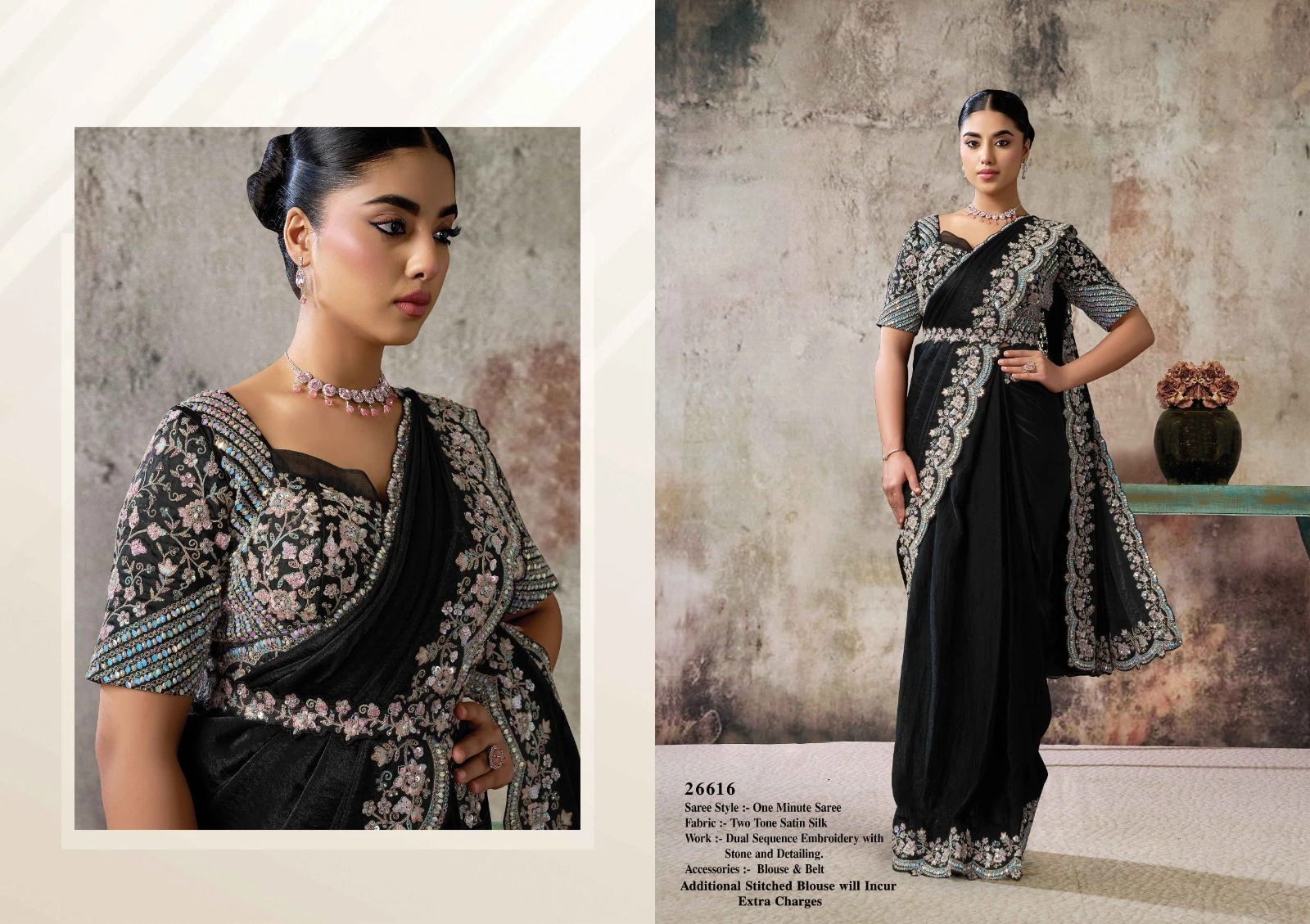 Mahotsav Selene Organza Silk with Embroidery Ready to Wear Saree