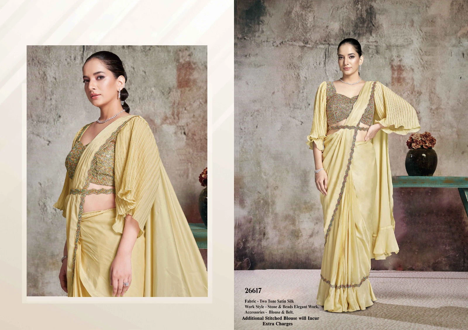 Mahotsav Selene Organza Silk with Embroidery Ready to Wear Saree