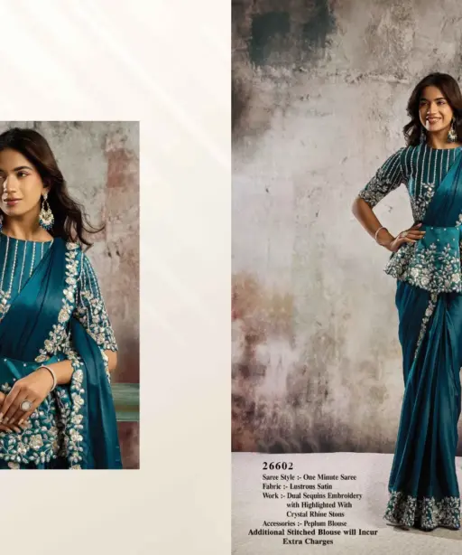 Mahotsav Selene Organza Silk with Embroidery Ready to Wear Saree