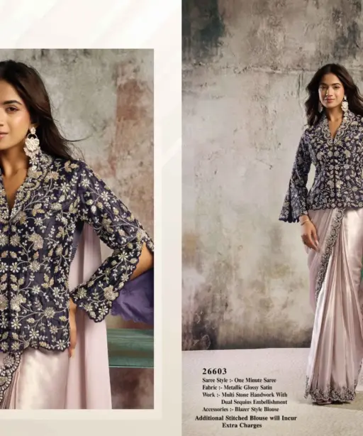 Mahotsav Selene Organza Silk with Embroidery Ready to Wear Saree