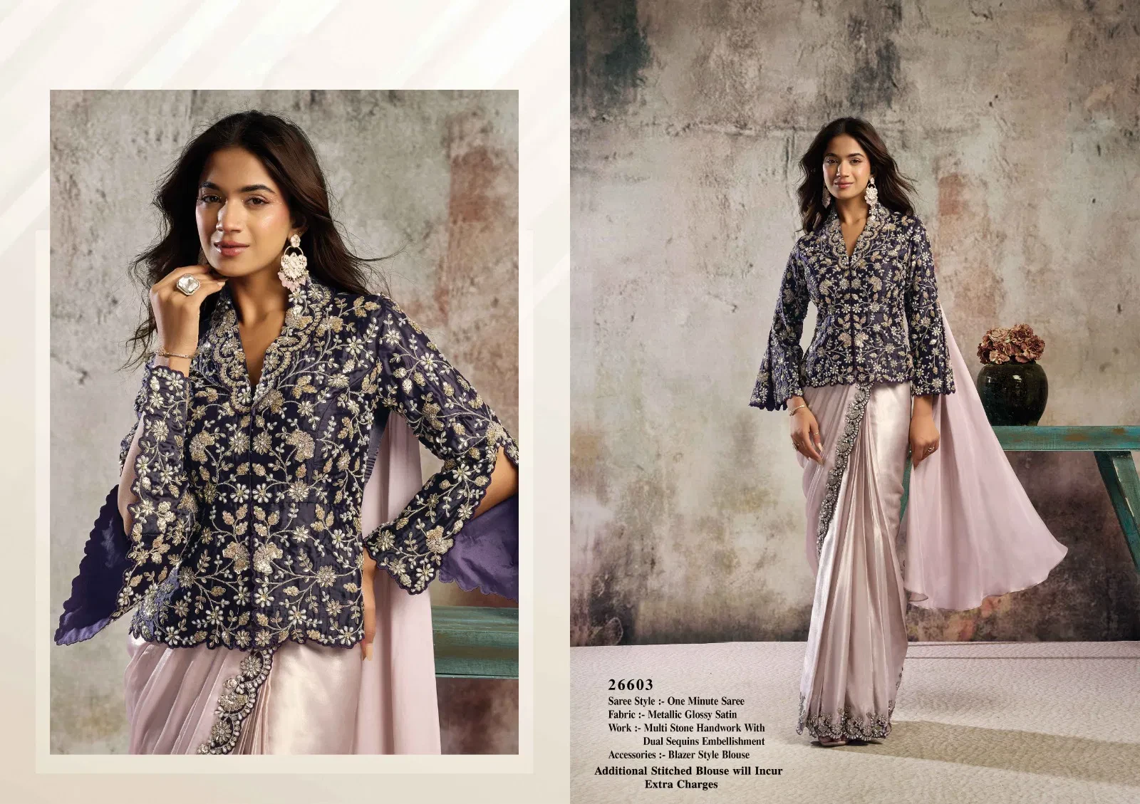 Mahotsav Selene Organza Silk with Embroidery Ready to Wear Saree