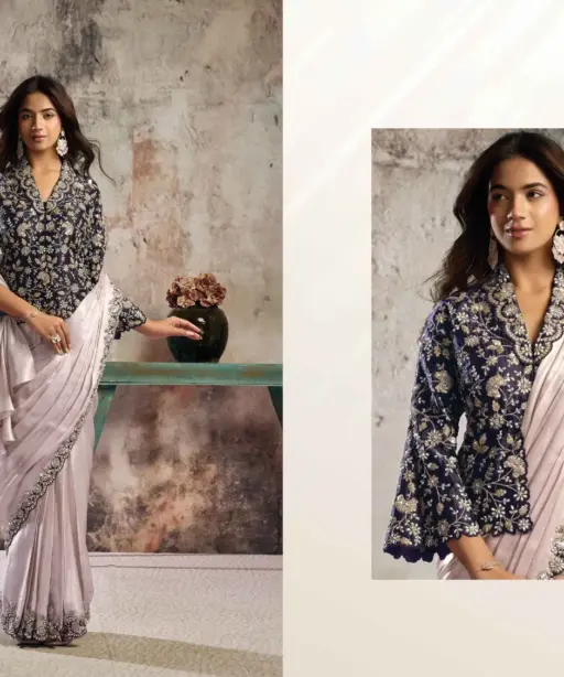 Mahotsav Selene Organza Silk with Embroidery Ready to Wear Saree